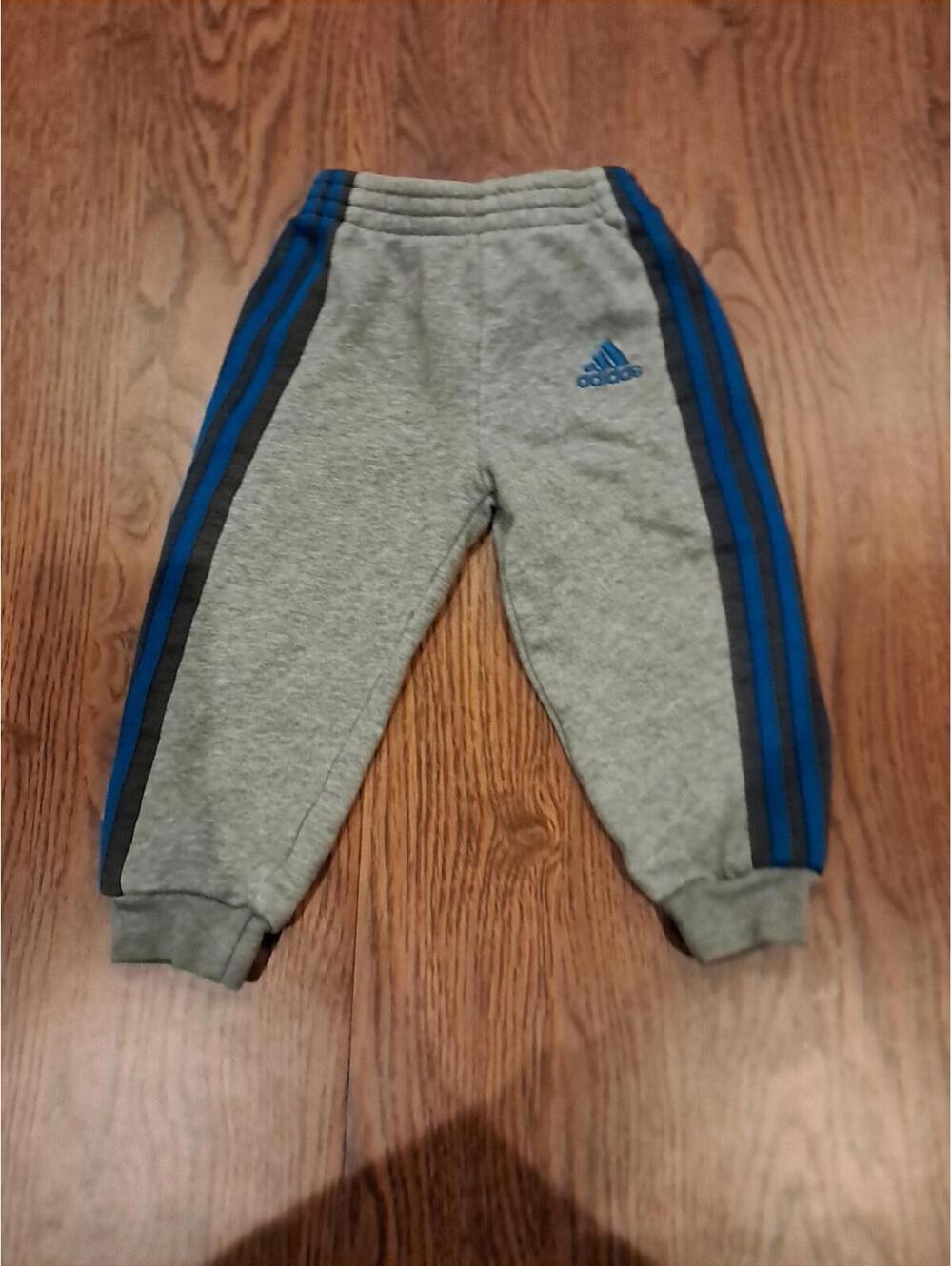 Adidas Boys Size‎ 18T Sweat Pants Grey and Blye Elastic Waist